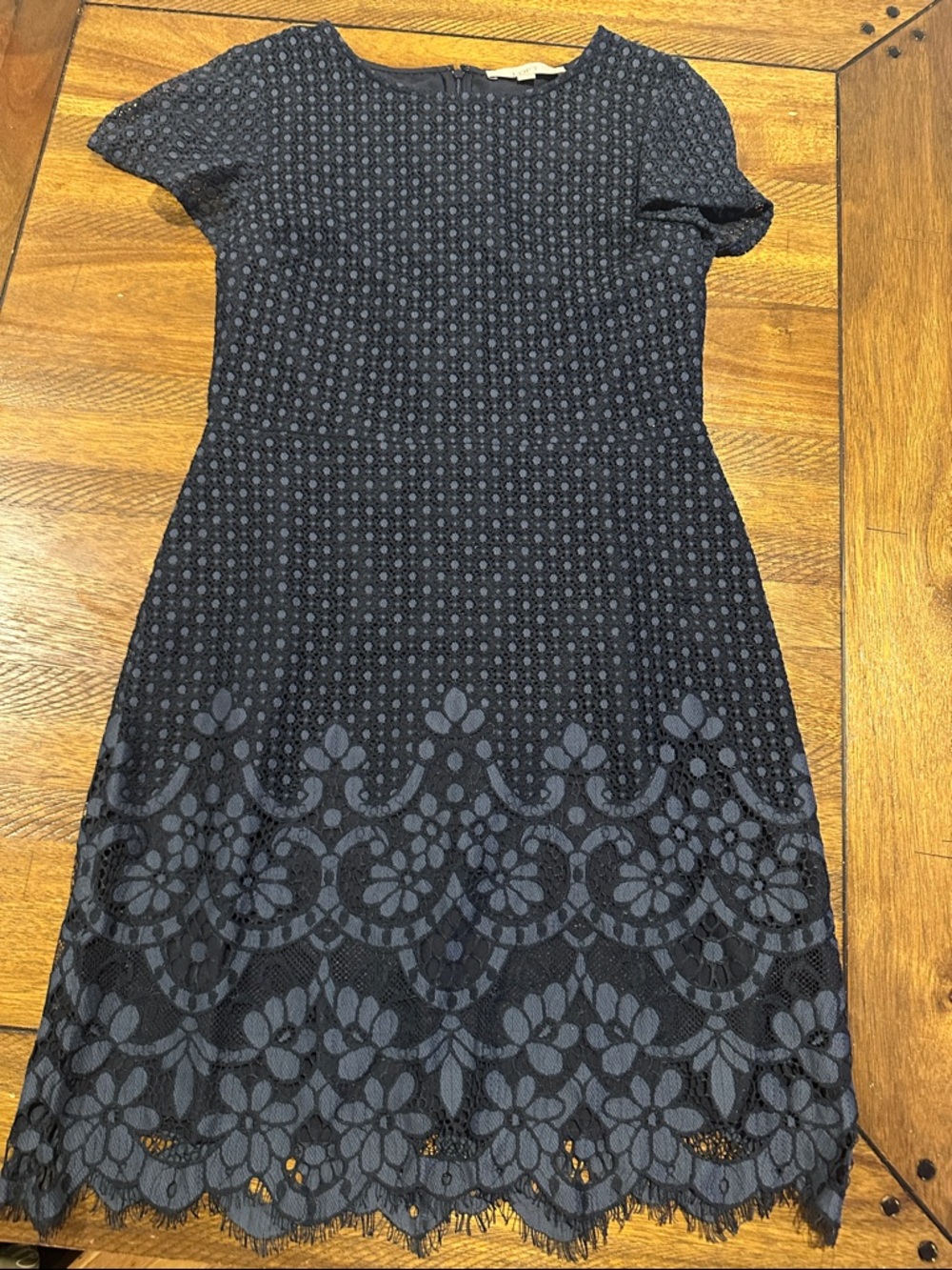 LOFT Classic dark blue Lace Fit-and-Flare Dress